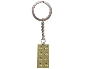 lego gouden sleutelhanger met 2x4 noppen 850808